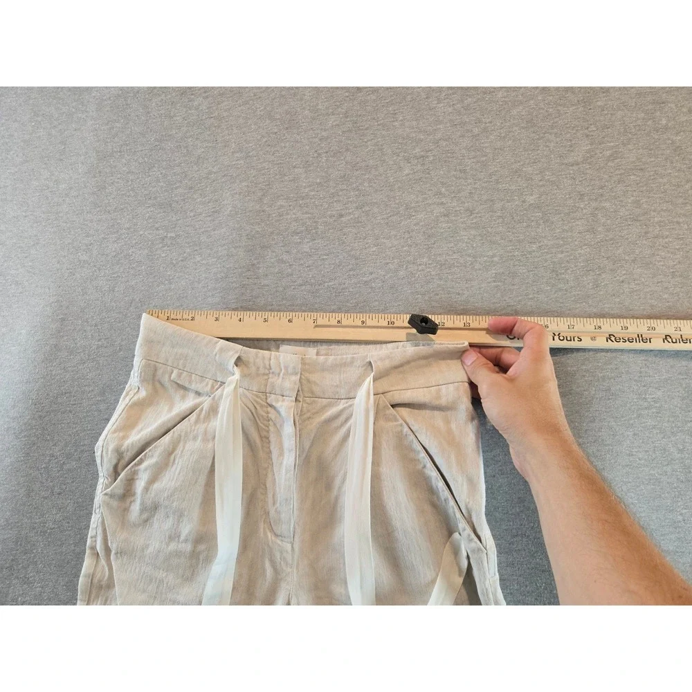 Wilfred Allant Cuffed Cropped Pants Women 0 Beige Linen Blend Resort Lightweight